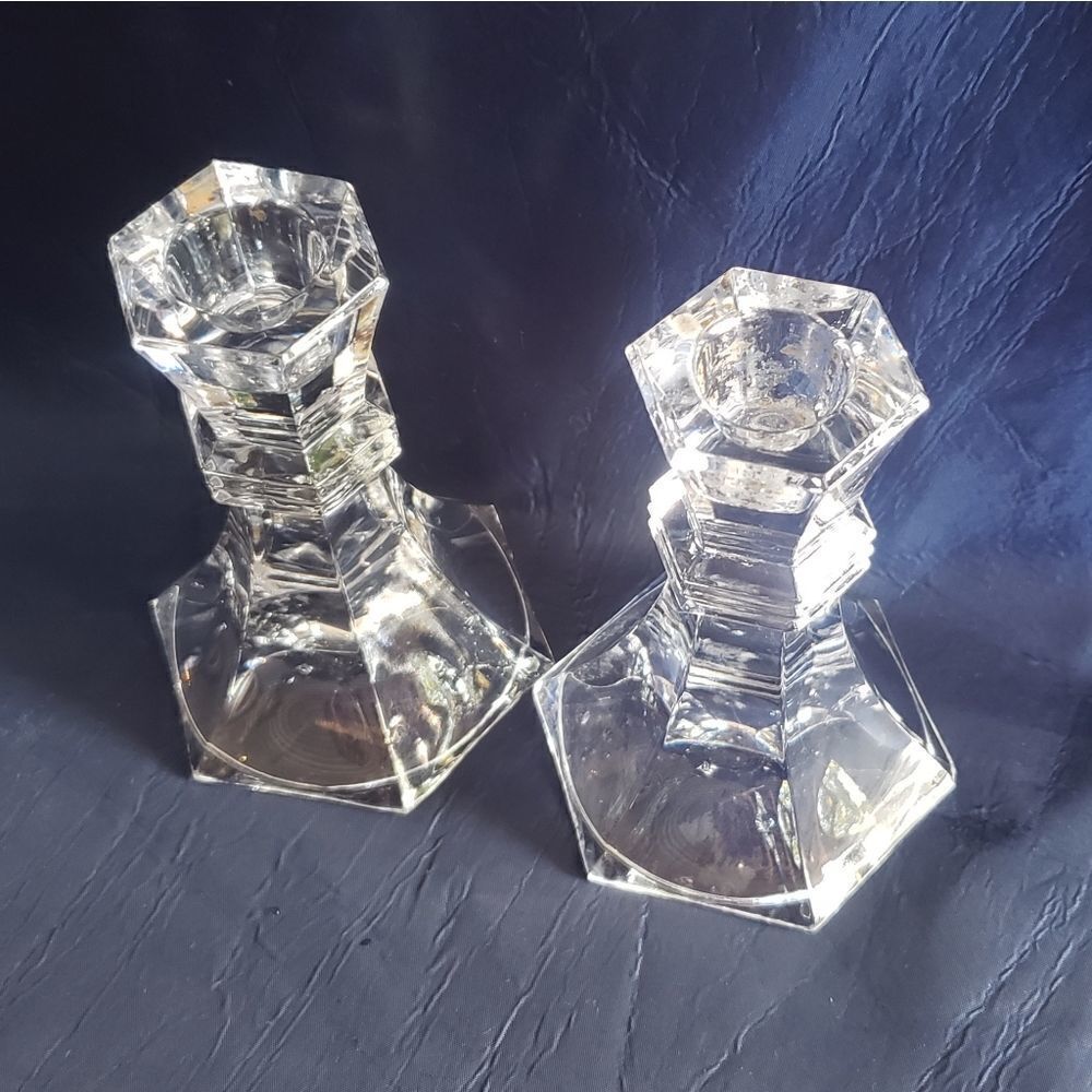 Set of crystal candle holders